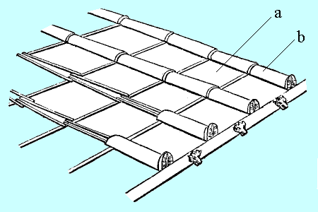 This is pencil sketch of roofing tiles showing how tegula and imbrex work together to make a roof. In the public domain. Source: https://en.wikipedia.org/wiki/Imbrex_and_tegula#/media/File:Imbrex_Tegula_PD.gif